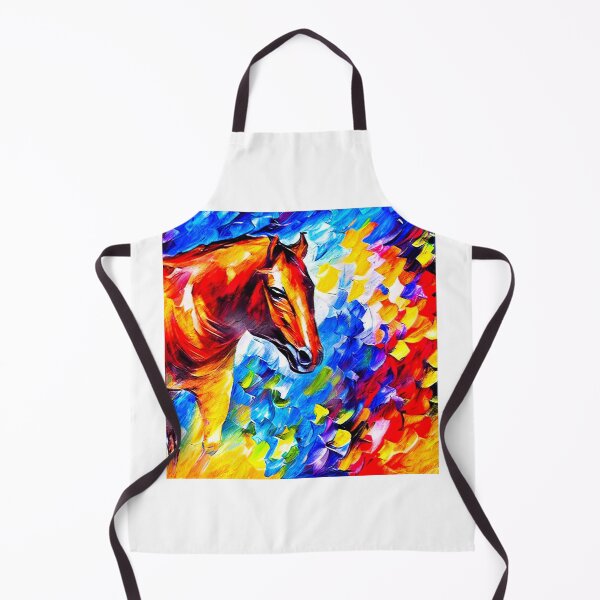 Artikelvorschau, Brown horse portrait on a colorful blue, red and yellow background entworfen und verkauft von NickoPrints.