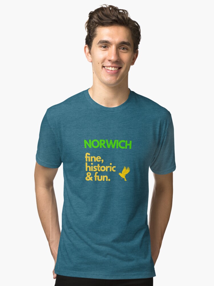 Thumbnail 1 of 6, Tri-blend T-Shirt, Norwich, Fine, Historic and Fun Sticker designed and sold by MyriadLifePhoto.