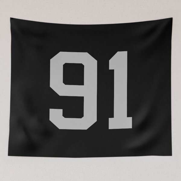 Item preview, Number 91, grey on black sports jersey number ninety one designed and sold by LoveIsColorful.