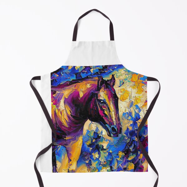 Item preview, Horse portrait – blue, orange, and violet palette knife oil texture designed and sold by NickoPrints.