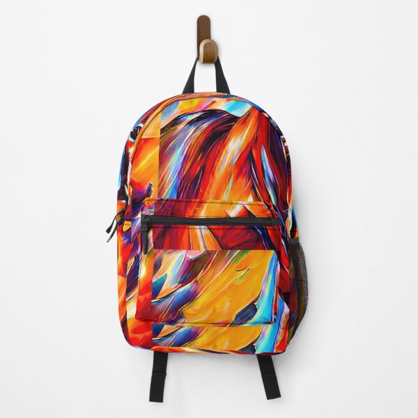 Item preview, Horse abstract close up portrait - colorful dark orange, red and cyan portrait designed and sold by NickoPrints.