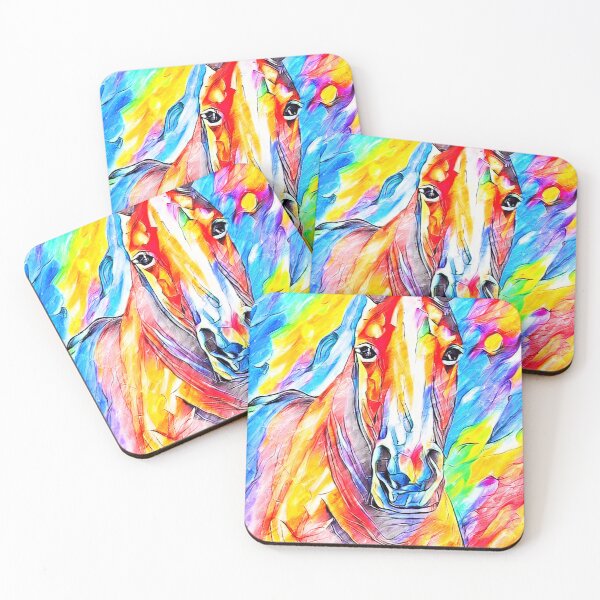 Item preview, Horse abstract close up portrait – colorful warm pastel colors designed and sold by NickoPrints.