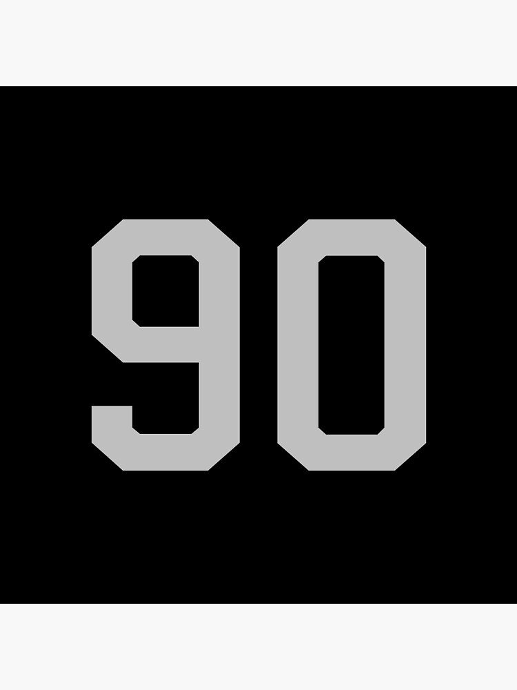 Number 90, grey on black sports jersey number ninety