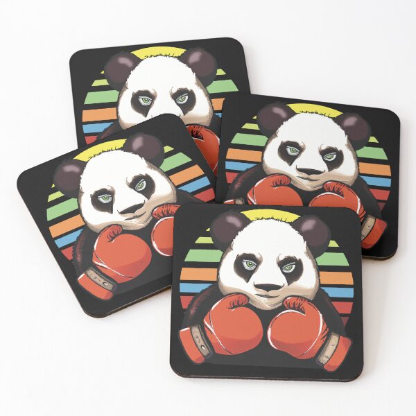 Item preview,  Boxing Panda Bear with Green Eyes black background designed and sold by FlippinTurtles.