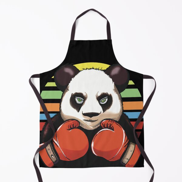 Item preview, Boxing Panda Bear with Green Eyes black background designed and sold by FlippinTurtles.
