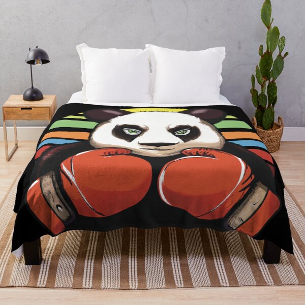 Item preview, Boxing Panda Bear with Green Eyes black background designed and sold by FlippinTurtles.