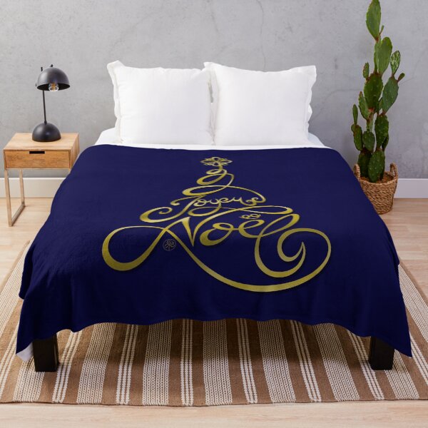 Item preview, Golden "Merry Christmas" fir tree on blue background designed and sold by Iris Créa.