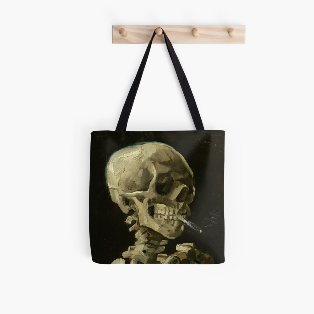 Skull of a Skeleton with Burning Cigarette by Vincent van Gogh Tote Bag