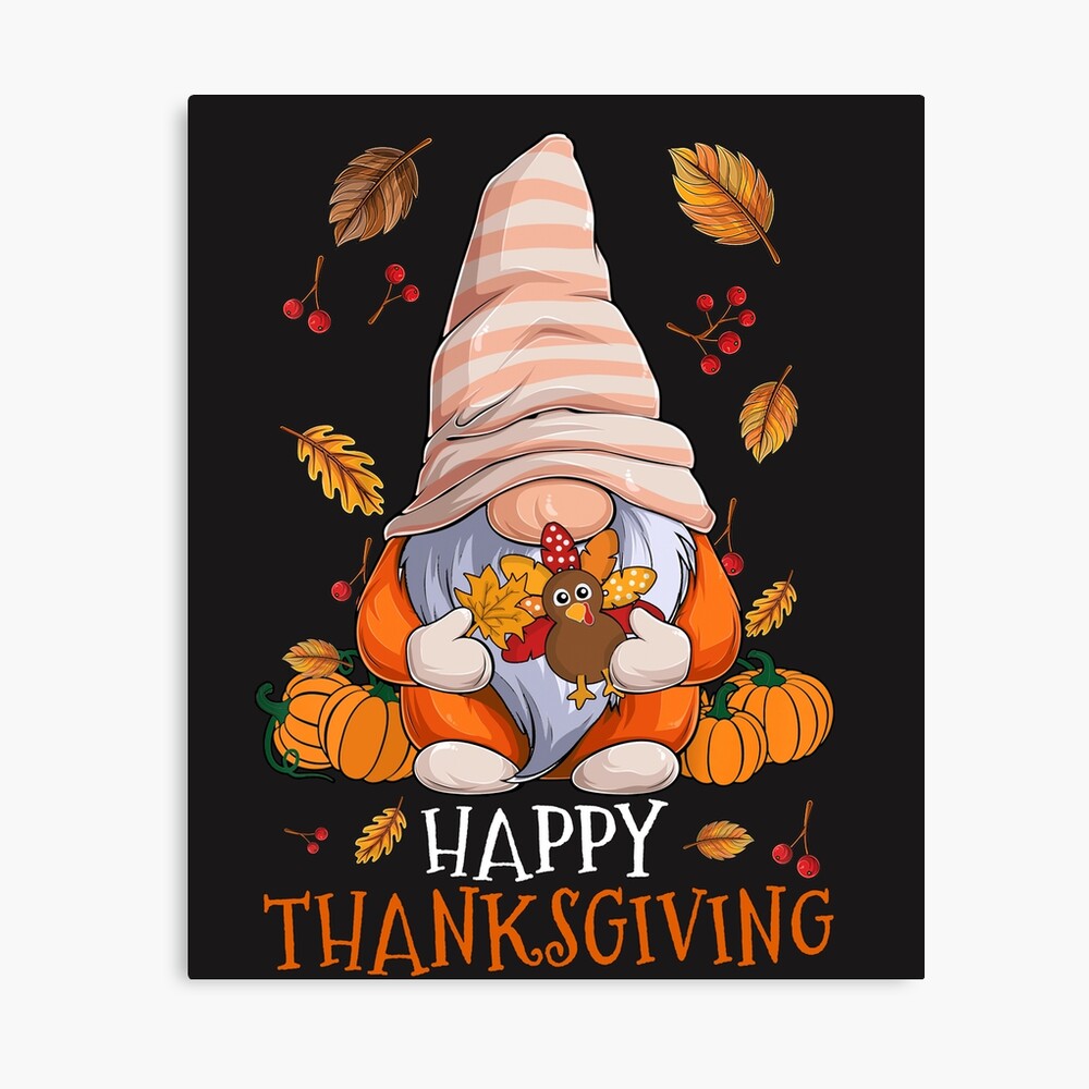 Cute Gnome Happy Thanksgiving Fall Leaves Pumpkin Turkey  Art Board Print