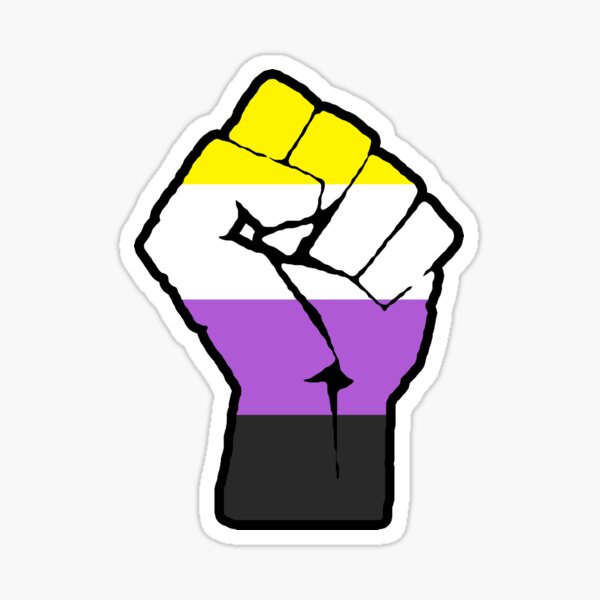 Raised Fist - Non-binary Flag Sticker