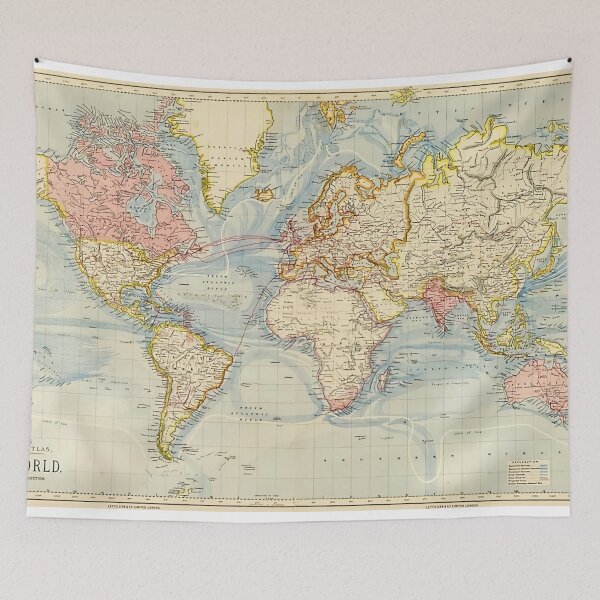 Item preview, Vintage Map Of The World 1883 designed and sold by Leilaarros.