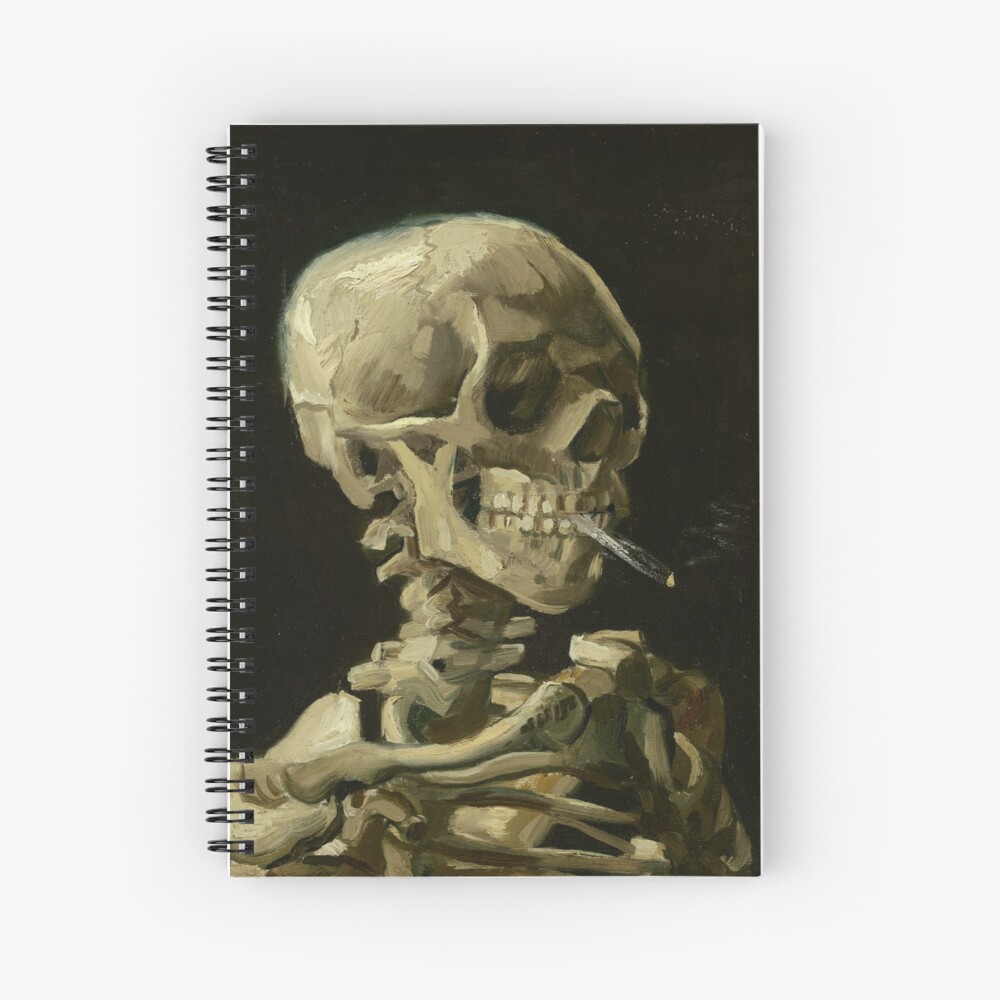 Skull of a Skeleton with Burning Cigarette by Vincent van Gogh Spiral Notebook