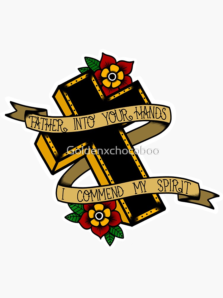 Father, into your Sticker for Sale by Goldenxchocoboo