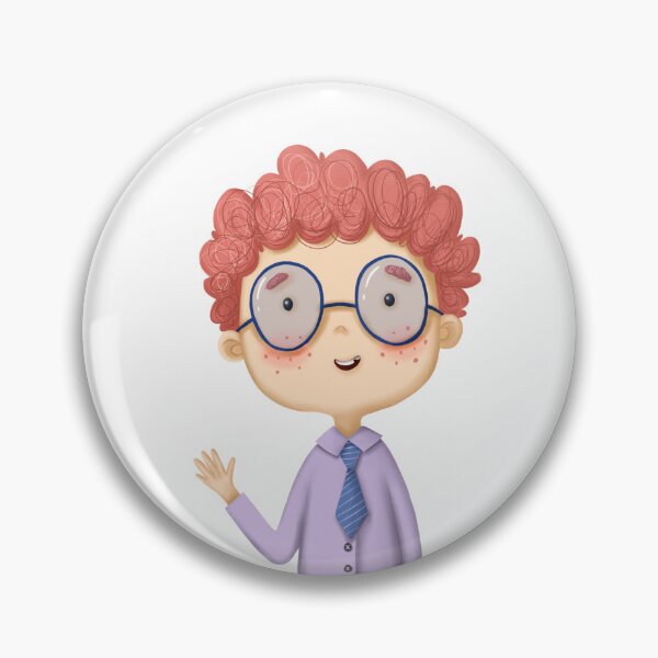 Item preview, Cute children's illustration with a schoolboy in a tie and glasses. Portrait of a student boy who waves hello. designed and sold by Kyb4ik.