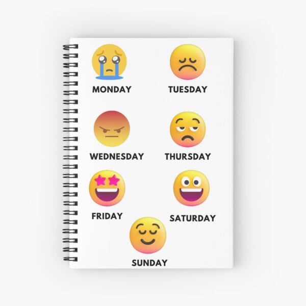 Monday Tuesday Wednesday Thursday Friday Saturday Sunday: Funny Emoji Days  of the Week Journal, 8x10 Softcover Notebook with 200 Lined Pages of  College Ruled Paper for School, Home and Work - Tri-Moon