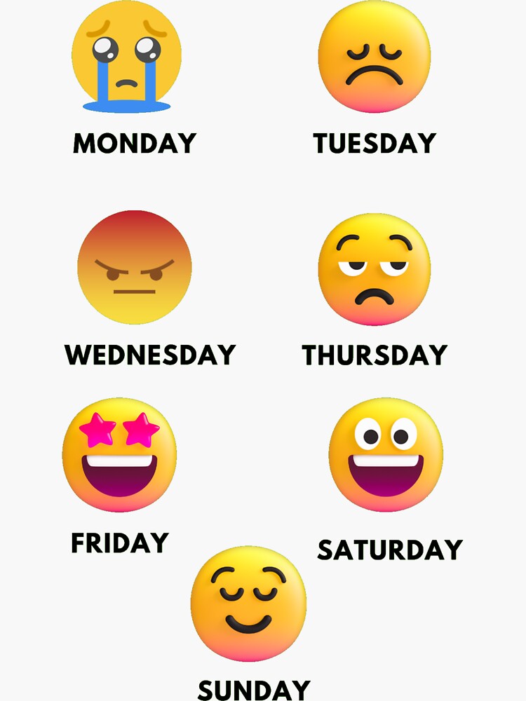 7 Days Emoji - MONDAY TUESDAY WEDNESDAY THURSDAY FRIDAY SATURDAY SUNDAY  Products