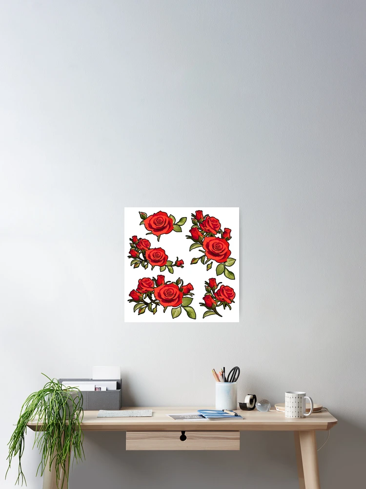 Thumbnail 2 of 3, Poster, Abstract Red Roses designed and sold by MONOKARYON.