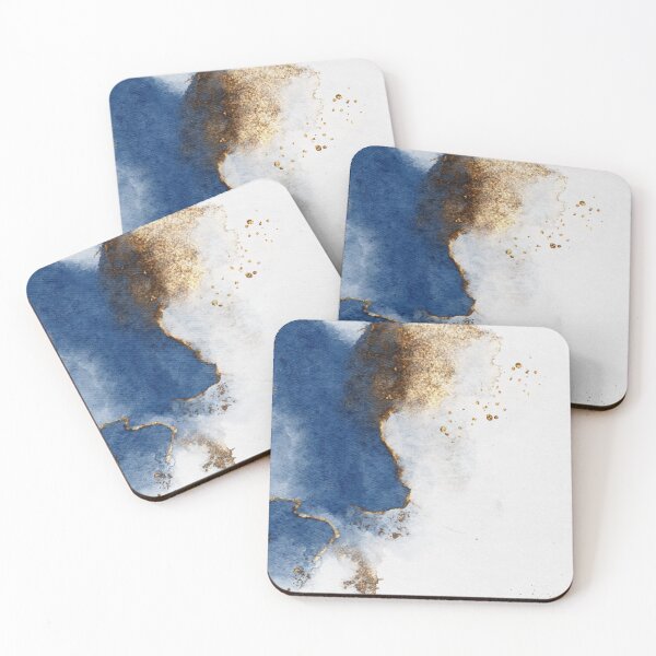 Aperçu de l'œuvre Peinture abstraite bleu doré créée et vendue par VintagePathway.