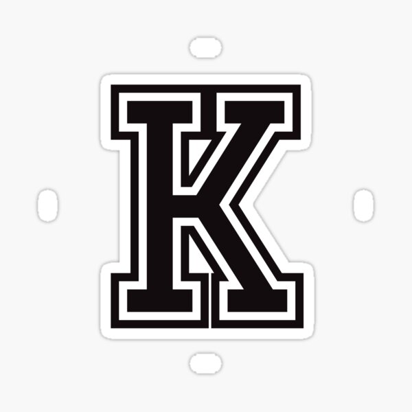 "Letter K sticker - black and white, sporty college font" Sticker for