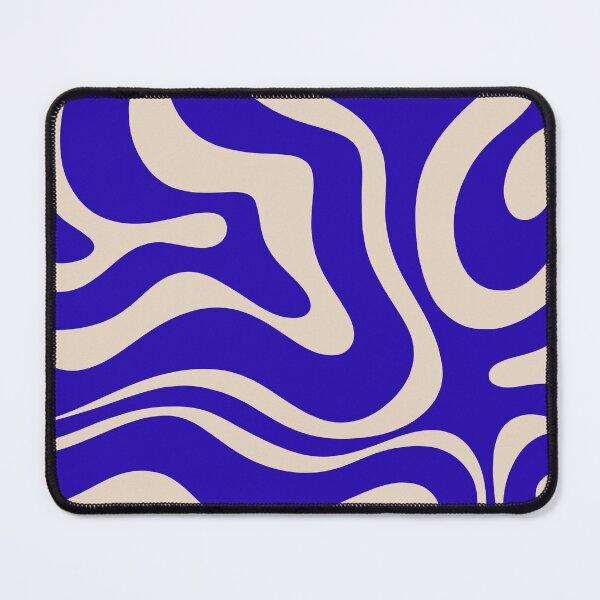 Item preview, Retro Modern Liquid Swirl Abstract Pattern Square in Cobalt Blue and Beige designed and sold by kierkegaard.