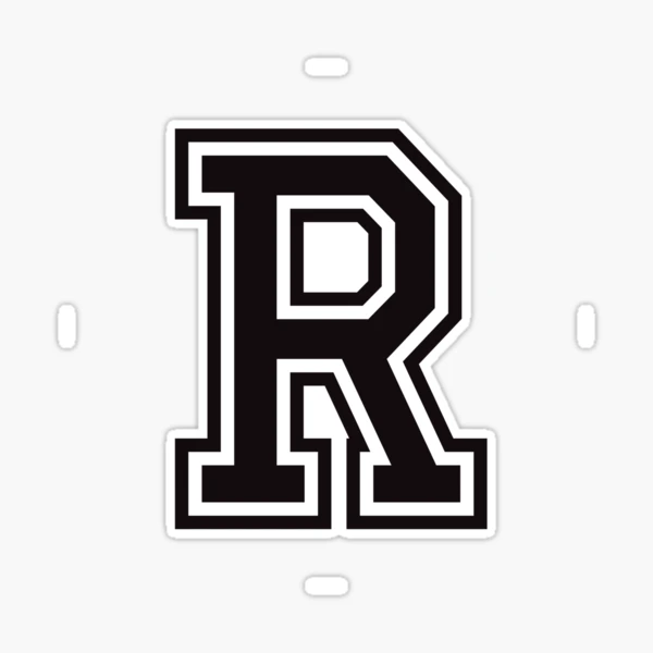 Letter R sticker - black and white, college sports font Letter R sticker - black and white, college sports font