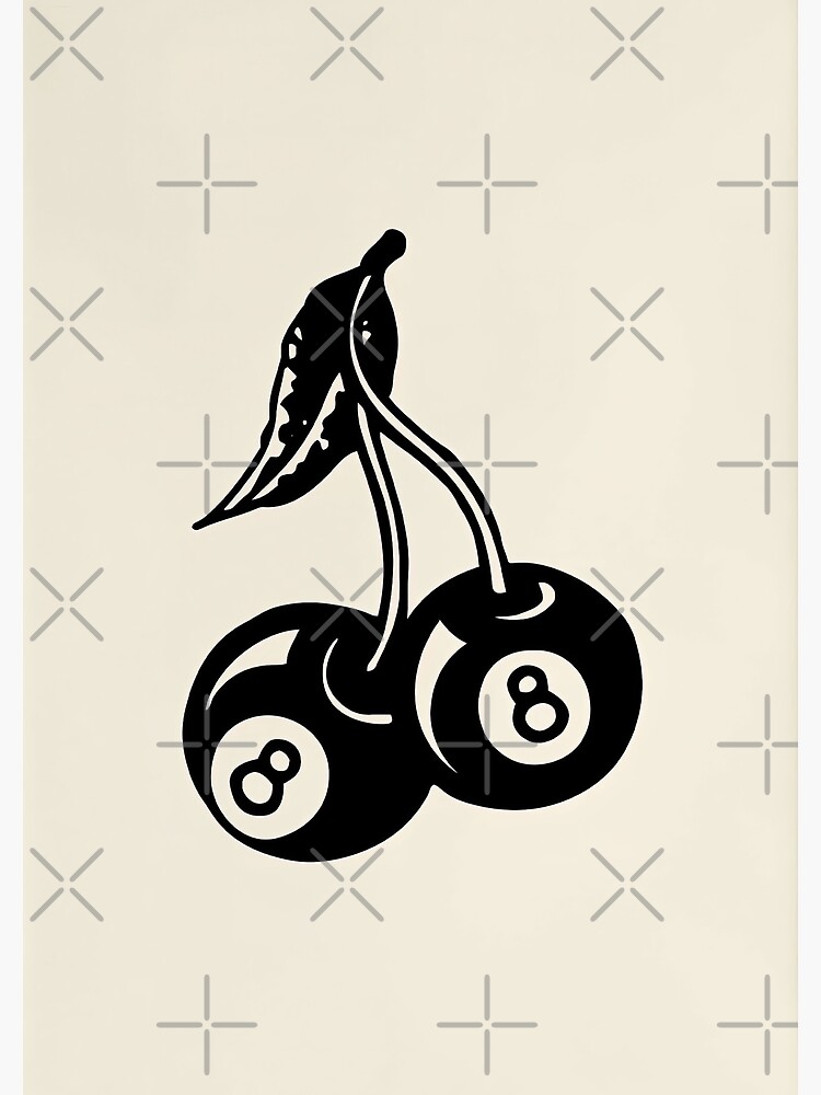 Thumbnail 3 of 3, Poster, Trendy Retro 8 Ball Cherries For Pool Lover - 8 Ball Cherry Kitchen Decor designed and sold by HappyGrandmaUB.