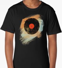 Vinyl Record Retro T-Shirt - Vinyl Records Modern Grunge Design Long T-Shirt