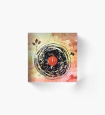 Enchanting Vinyl Records Grunge Art Acrylic Block