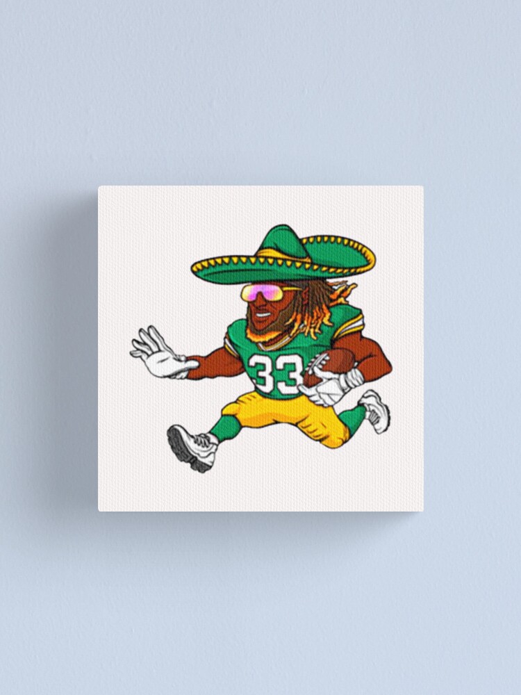 Aaron Jones Green Bay Packers Sombrero Mounted Print for Sale