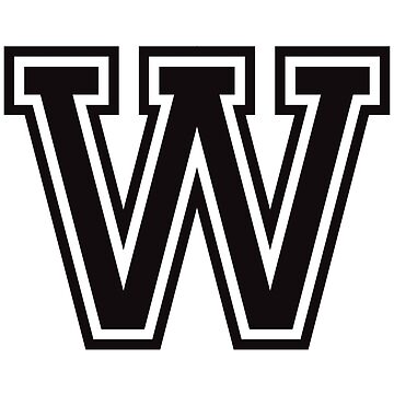 "Letter W sticker - black and white, sporty college font" Sticker for ...