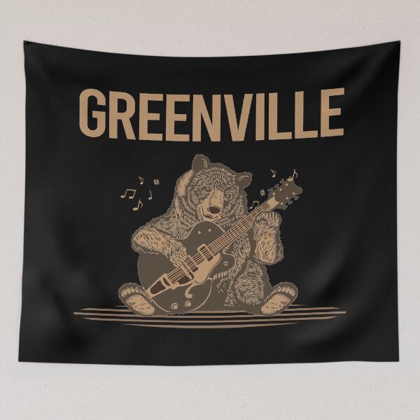 Item preview, Bear With Guitar Greenville designed and sold by BloodMoneyTwit.
