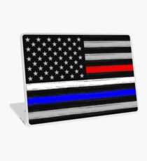 American Flag - Thin Blue, White, and Red Line Laptop Skin