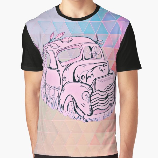 Item preview, I am a rusty old ute. Faded colour. Pinkish background. My Drawing designed and sold by Hilary11.