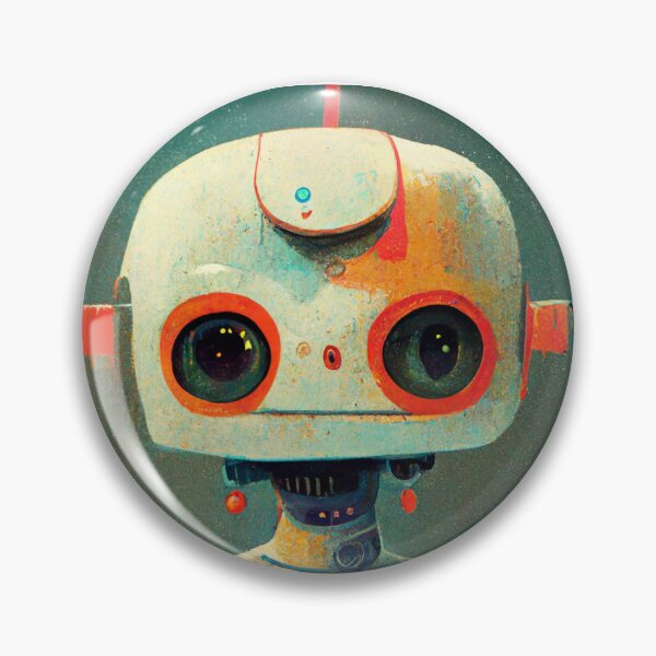 Item preview, Robot friend smiling with orange ears and big eyes. designed and sold by Daniel-Price.