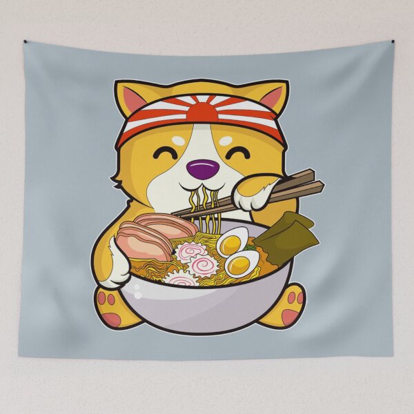 Item preview, Kawaii Dog Ramen Bowl Funny Anime Noodles Puppy designed and sold by PalmMurrdg.
