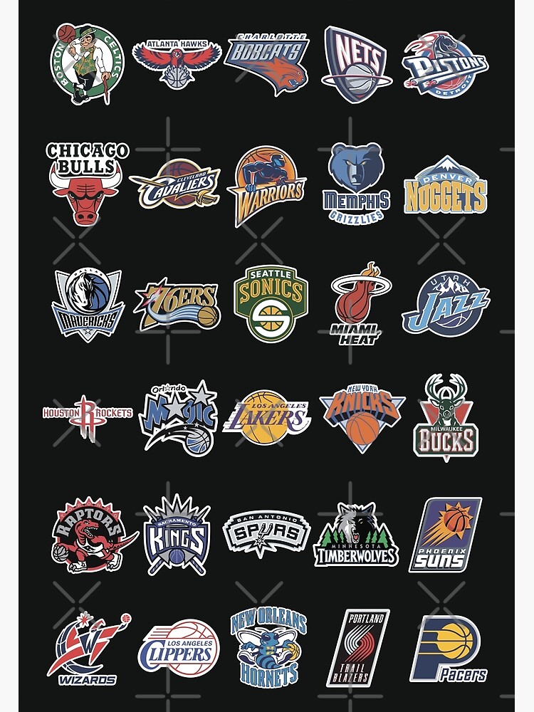 Disover NBA teams old logos black Premium Matte Vertical Poster