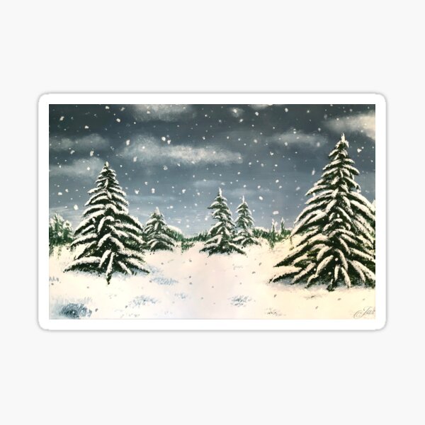Snowy Evening - Acrylic Painting Sticker