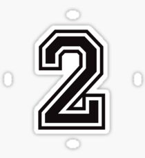 Number 2 sticker - black and white, college sport font Sticker