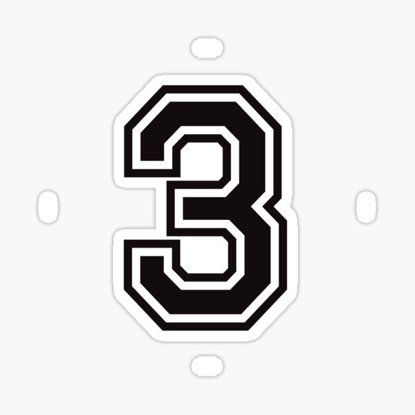 geboren scherm maniac Number 3 sticker - black and white, college sport font" Sticker for Sale by  Mhea | Redbubble