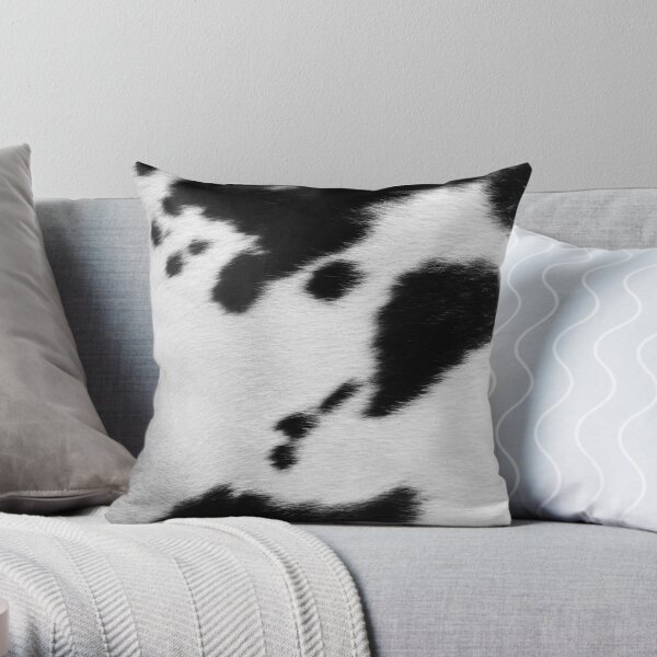 Cowhide in Black and White | Texture Throw Pillow
