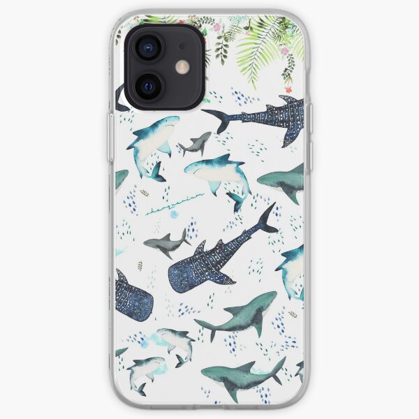 floral shark pattern iPhone Soft Case