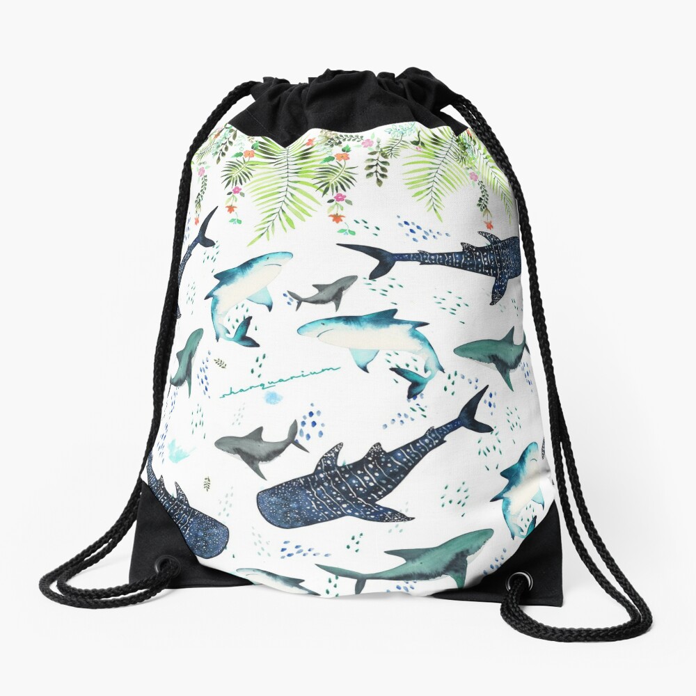white shark Duffle Bag by tandemsy