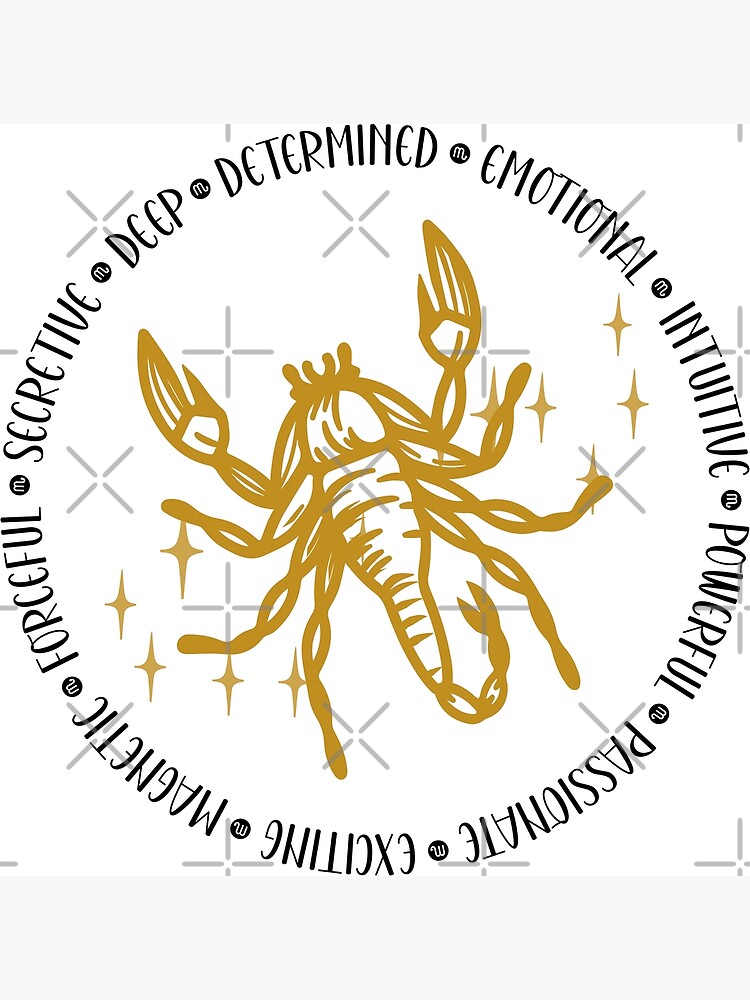 "Scorpio Zodiac Sign Symbols, Adjectives & Constellation" Poster for