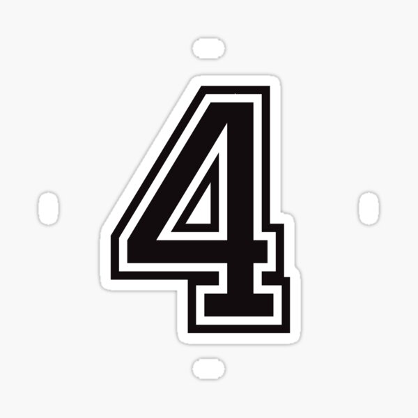 Item preview, Number 4 sticker - black and white, college sport font designed and sold by Mhea.
