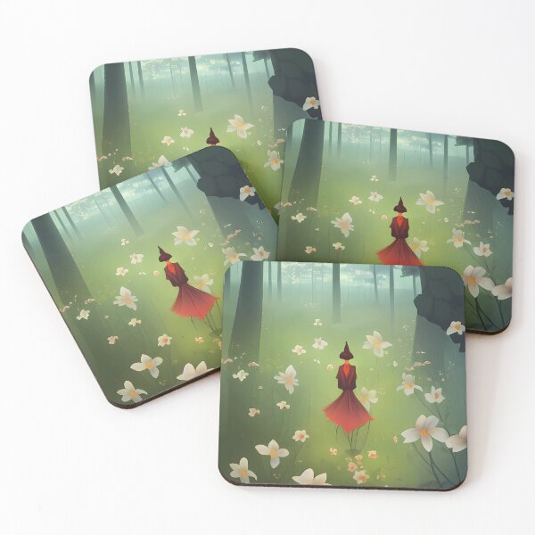 Item preview, Wandering Soul Collection, Dreamy abstract landscape, forest, nature, red, green, foggy, version 3  designed and sold by AISHOPPE.