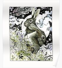 Hares in the Hedgerows Poster
