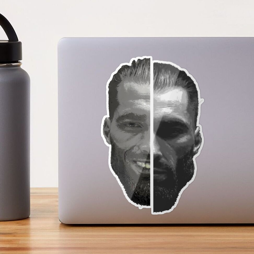 chad meme face \ chad face approving \ imposing chad Sticker for Sale by  Mad-Boy