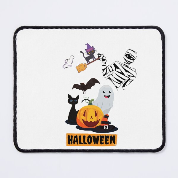 Item preview, Mummy And The Witch Cat Halloween Pumpkin Boo Evil Cats and Bats designed and sold by Anobros.
