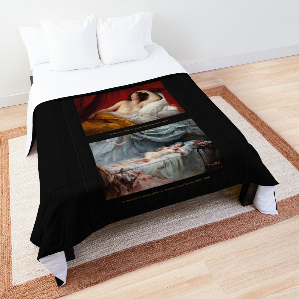 Trio De Nu Allongé Remastered Xzendor7 Classical Art Old Masters Reproductions Comforter