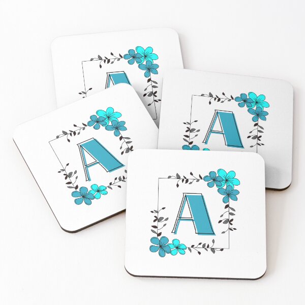 Item preview, Monograma A azul con marco floral azul designed and sold by Lyssarien.